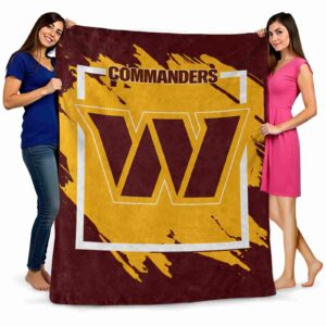 washington commanders splatter effect burgundy blanket fashion forward