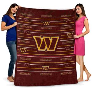 washington commanders striped pattern burgundy blanket fashion forward