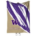 washington huskies brushstrokes purple white blanket best selling