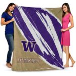 washington huskies brushstrokes purple white blanket best selling