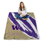 washington huskies brushstrokes purple white blanket best selling