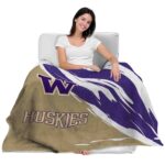 washington huskies brushstrokes purple white blanket best selling