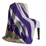 washington huskies brushstrokes purple white blanket best selling