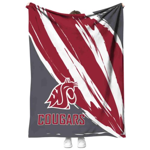washington state cougars brushstrokes crimson white blanket best selling
