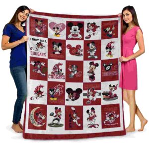 washington state cougars mickey minnie crimson white blanket fashion forward