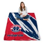 washington wizards brushstrokes blue white blanket high quality
