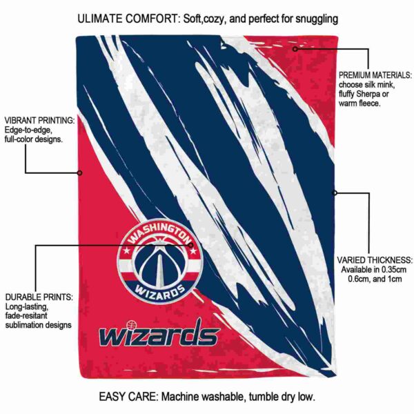 washington wizards brushstrokes blue white blanket new arrival