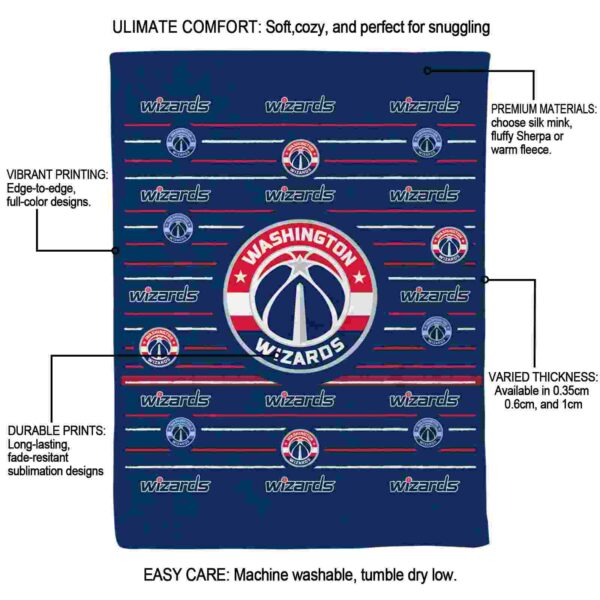 washington wizards striped pattern blue blanket new arrival