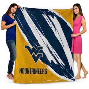 west virginia mountaineers brushstrokes blue white blanket fashion forward