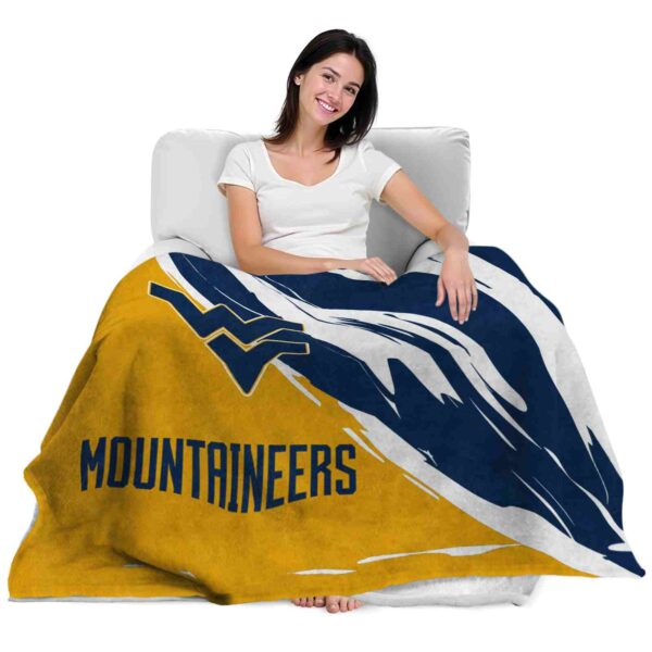 west virginia mountaineers brushstrokes blue white blanket latest model