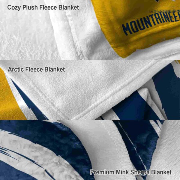 west virginia mountaineers brushstrokes blue white blanket premium grade