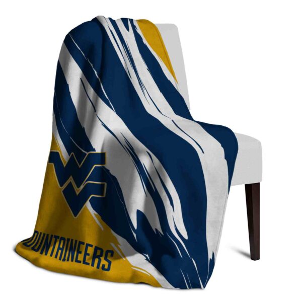 west virginia mountaineers brushstrokes blue white blanket top rated