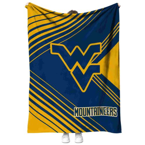 west virginia mountaineers diagonal stripes blue blanket best selling