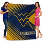 west virginia mountaineers diagonal stripes blue blanket best selling