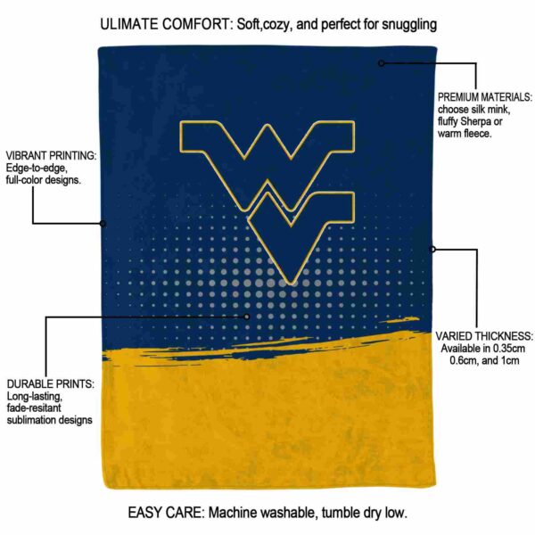 west virginia mountaineers gradient dots blue blanket new arrival