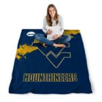 west virginia mountaineers grunge texture blue blanket best selling