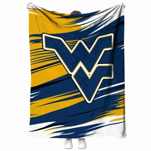 west virginia mountaineers paint streaks blue white blanket best selling