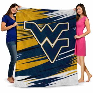 west virginia mountaineers paint streaks blue white blanket fashion forward