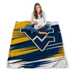 west virginia mountaineers paint streaks blue white blanket best selling