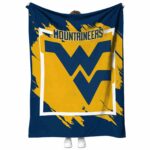 west virginia mountaineers splatter effect blue blanket best selling