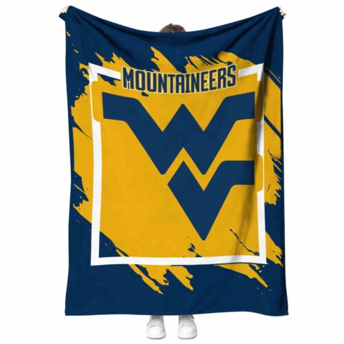 west virginia mountaineers splatter effect blue blanket best selling