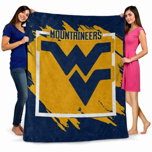 west virginia mountaineers splatter effect blue blanket fashion forward