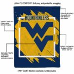 west virginia mountaineers splatter effect blue blanket best selling
