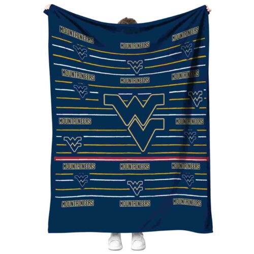 west virginia mountaineers striped pattern blue blanket best selling