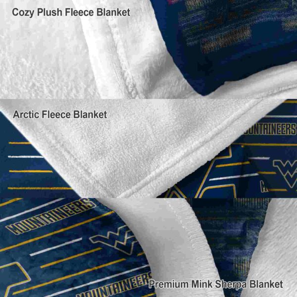 west virginia mountaineers striped pattern blue blanket premium grade