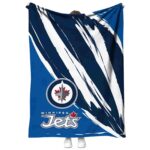 winnipeg jets brushstrokes blue white blanket best selling