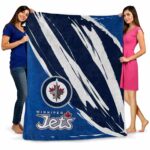 winnipeg jets brushstrokes blue white blanket best selling
