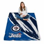 winnipeg jets brushstrokes blue white blanket best selling