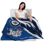 winnipeg jets brushstrokes blue white blanket best selling