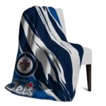 winnipeg jets brushstrokes blue white blanket best selling