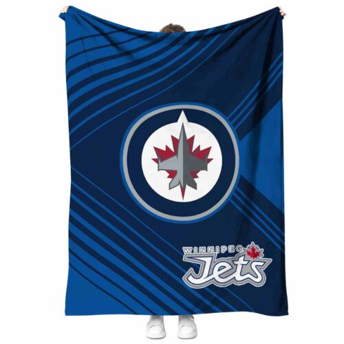 winnipeg jets diagonal stripes blue blanket best selling