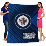 winnipeg jets diagonal stripes blue blanket best selling