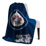 winnipeg jets diagonal stripes blue blanket best selling