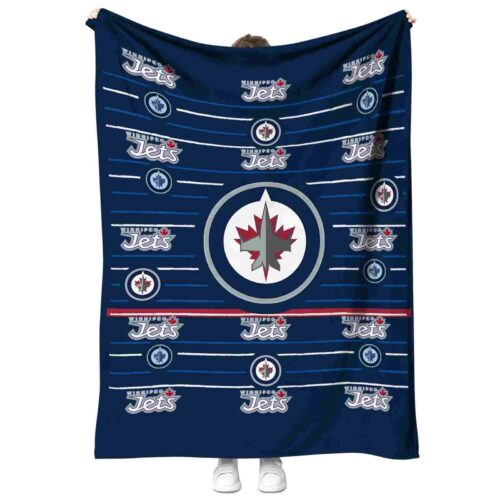 winnipeg jets striped pattern blue blanket best selling