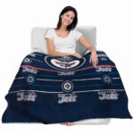 winnipeg jets striped pattern blue blanket best selling
