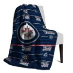 winnipeg jets striped pattern blue blanket best selling