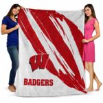 wisconsin badgers brushstrokes red white blanket best selling