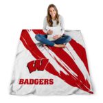wisconsin badgers brushstrokes red white blanket best selling
