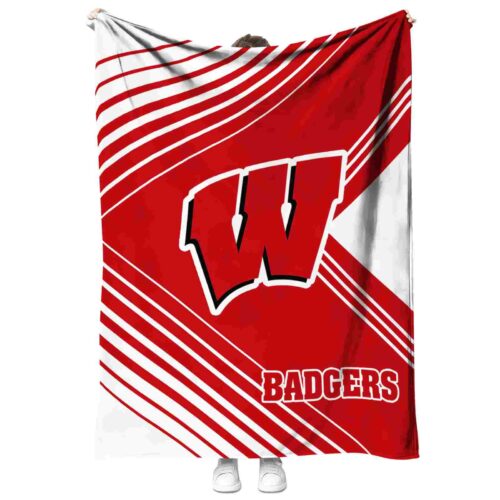 wisconsin badgers diagonal stripes red blanket best selling