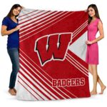 wisconsin badgers diagonal stripes red blanket best selling