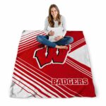 wisconsin badgers diagonal stripes red blanket best selling