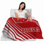 wisconsin badgers diagonal stripes red blanket best selling