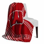 wisconsin badgers diagonal stripes red blanket best selling