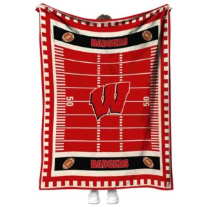 wisconsin badgers football field red blanket best selling