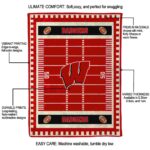 wisconsin badgers football field red blanket best selling