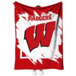wisconsin badgers splatter effect red blanket best selling